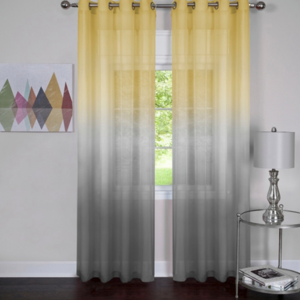 Yellow and gray ombre curtains